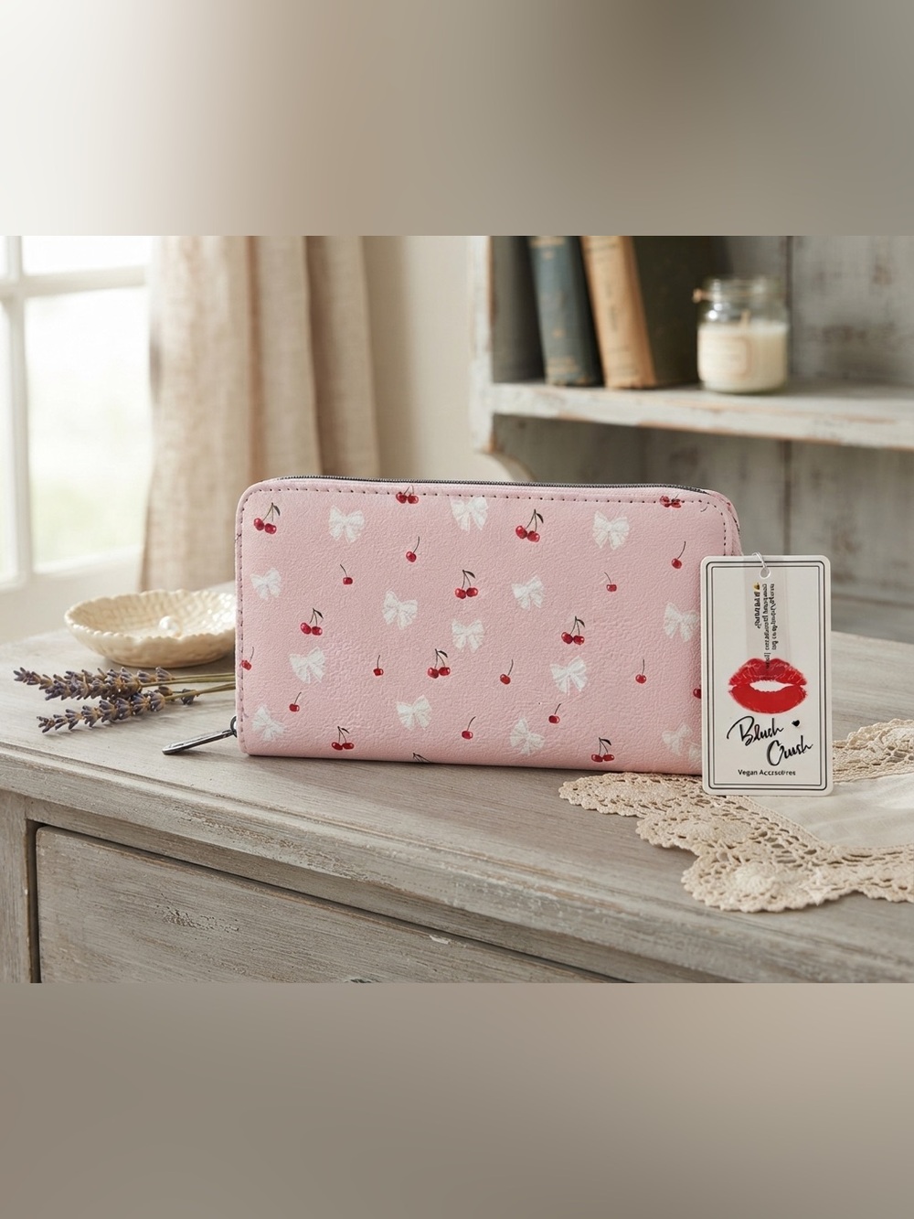 Pink Cherry Print Wallet